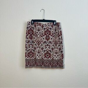 Max Studio Red and White Patterned Pencil Skirt